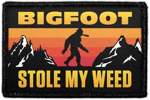 Bigfoot Stole My Weed | Hook and Loop Attach for Hats, Jeans, Vest, Coat | 2x3 in | by Pull Patch in Saudi Arabia