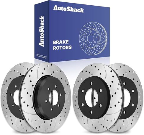 AutoShack Black Hat Drilled and Slotted Brake Rotors Front and Rear Brake Rotor Replacement Kit for 2003-2006 Lincoln Navigator 2003-2006 Ford Expedition 4.6L 5.4L V8 4WD RWD PR64101PR64102 in Saudi Arabia