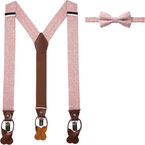 Jacob Alexander Men's Floral Cotton Suspenders and Pre-Tied Banded Bow Tie Set in Saudi Arabia