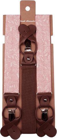 Jacob Alexander Men's Floral Cotton Suspenders and Pre-Tied Banded Bow Tie Set in Saudi Arabia