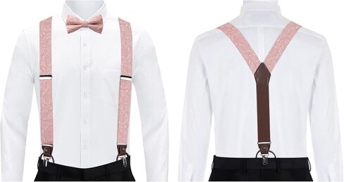 Jacob Alexander Men's Floral Cotton Suspenders and Pre-Tied Banded Bow Tie Set in Saudi Arabia