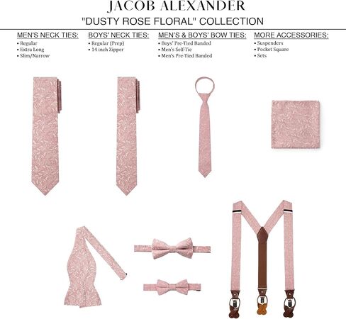 Jacob Alexander Men's Floral Cotton Suspenders and Pre-Tied Banded Bow Tie Set in Saudi Arabia