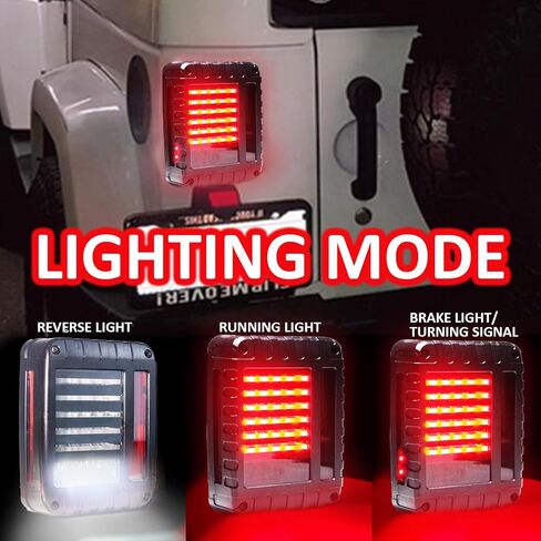 J-EEP JK Smoke Lens LED LED مع إشارة تحول الفرامل الخلفية ووظيفة الإضاءة العكسية ، الأضواء الخلفية المتوافقة مع عدسة JKU JKU JKU 2007-2018 in Kuwait