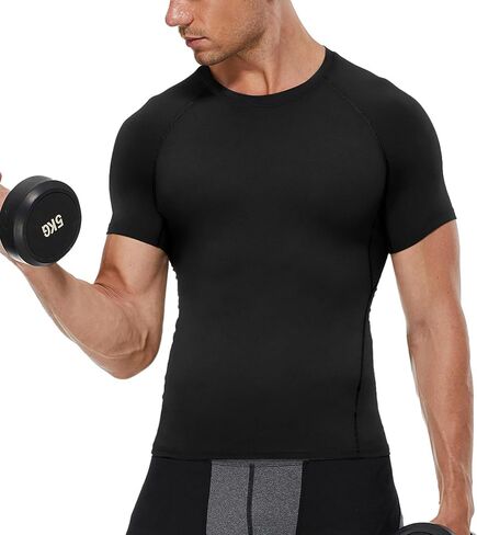 2 Pack Men's Cool Dry Compression Shirts Short Sleeve Sports Athletic Workout Base Layer Undershirt Tops in Saudi Arabia