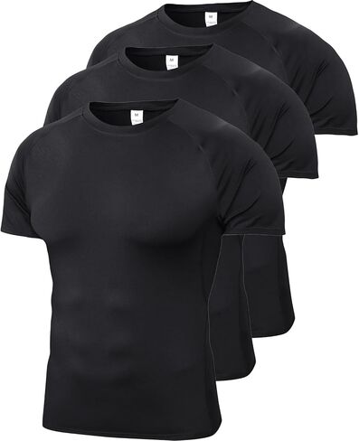 2 Pack Men's Cool Dry Compression Shirts Short Sleeve Sports Athletic Workout Base Layer Undershirt Tops in Saudi Arabia
