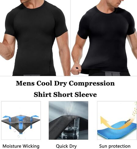 2 Pack Men's Cool Dry Compression Shirts Short Sleeve Sports Athletic Workout Base Layer Undershirt Tops in Saudi Arabia
