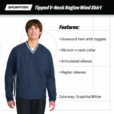 Sport-Tek Men's Tipped V Deck Raglan Wind Shirt in Saudi Arabia