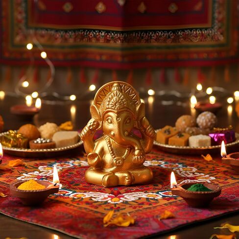 12 Pack Indian Return Gifts for Pooja Bulk Ganesha Diwali Decor God Ganesh Sculpture Indian Festival Favor Return Gifts for Diwali Pooja Wedding House Warming Favor in Kuwait