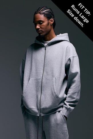 FATE Heavyweight Fleece Double Zip Hoodie for Men – Oversized Drop Shoulder, 360 GSM Cotton Fleece, Zip-Up Streetwear in Saudi Arabia