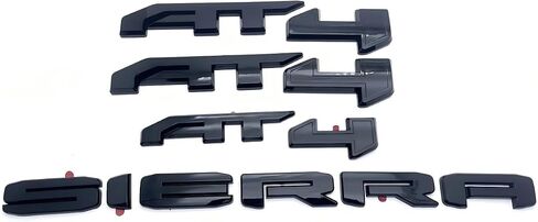 4PCS Kits AT4 Overlay Emblem Badge Sticker Sierra Replacement for 2019-2024 Sierra 1500 (Matte Black Red) in Saudi Arabia