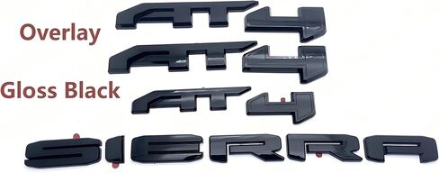 4PCS Kits AT4 Overlay Emblem Badge Sticker Sierra Replacement for 2019-2024 Sierra 1500 (Matte Black Red) in Saudi Arabia