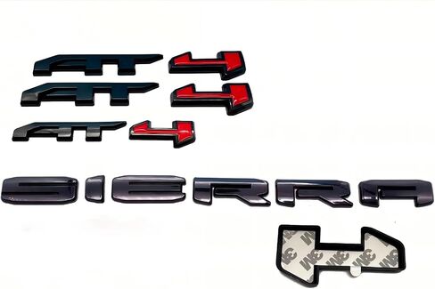 4PCS Kits AT4 Overlay Emblem Badge Sticker Sierra Replacement for 2019-2024 Sierra 1500 (Matte Black Red) in Saudi Arabia