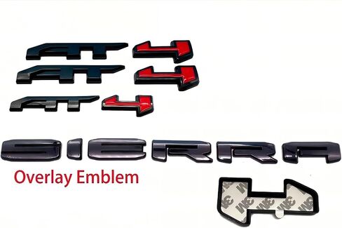 4PCS Kits AT4 Overlay Emblem Badge Sticker Sierra Replacement for 2019-2024 Sierra 1500 (Matte Black Red) in Saudi Arabia