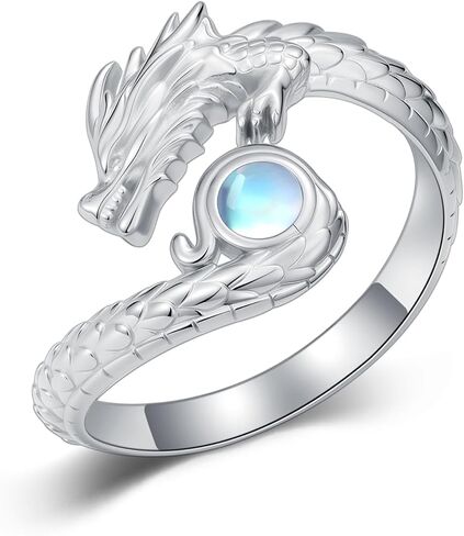 Highland Cow/Cat/Dragon Rings 925 Sterling Silver Open Adjustable Moonstone Rings with Daisy Cow Jewelry Gift for Women in Kuwait