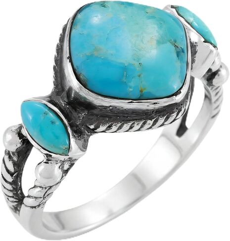 Turquoise Ring Sterling Silver 925 Genuine Gemstones Size 6 to 11 in Saudi Arabia