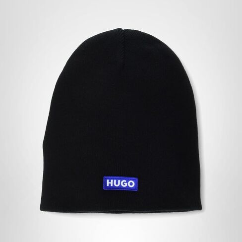 HUGO Men's Blue Patch Knit Beanie in Saudi Arabia