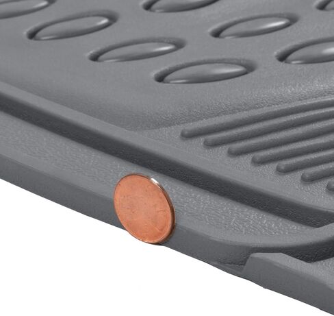 BDK 3-Piece Gray Rubber Floor Mats (Front + Rear), Heavy Duty Universal Fit Liners for Cars SUVs Trucks Vans, All Weather Protection Anti-Slip Nibs, Flexible Contours Fits Most Vehicles in Saudi Arabia