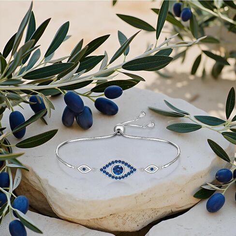 Evil Eye Bracelets for Women 925 Sterling Silver Blue Greek Evil Eye Bracelet Jewelry Gifts in Saudi Arabia