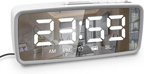 Radio Alarm Clock, Digital Alarm Clocks for Bedrooms with FM Radio, Adjustable Brightness LED Display, Snooze, Battery Operated, Electronic Clock for Shelf, Living Room, Office, Classroom in Kuwait