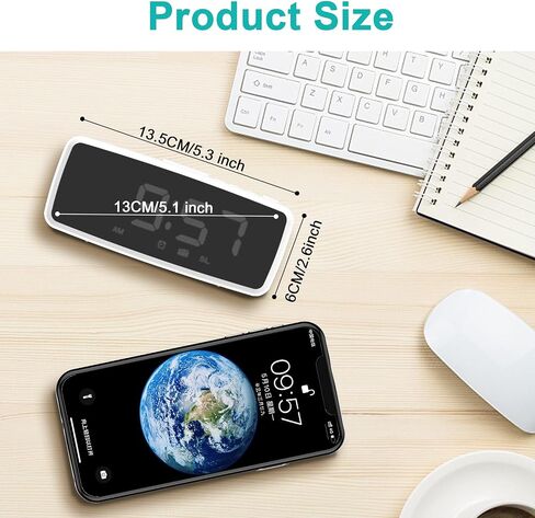 Radio Alarm Clock, Digital Alarm Clocks for Bedrooms with FM Radio, Adjustable Brightness LED Display, Snooze, Battery Operated, Electronic Clock for Shelf, Living Room, Office, Classroom in Kuwait