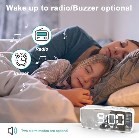 Radio Alarm Clock, Digital Alarm Clocks for Bedrooms with FM Radio, Adjustable Brightness LED Display, Snooze, Battery Operated, Electronic Clock for Shelf, Living Room, Office, Classroom in Kuwait
