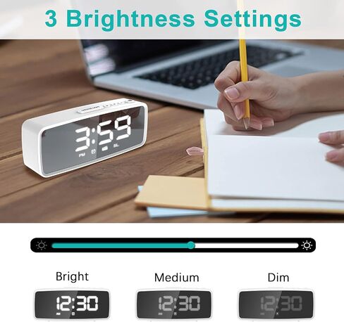 Radio Alarm Clock, Digital Alarm Clocks for Bedrooms with FM Radio, Adjustable Brightness LED Display, Snooze, Battery Operated, Electronic Clock for Shelf, Living Room, Office, Classroom in Kuwait