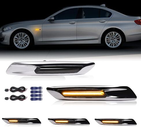 استبدال مصابيح إشارة LED الديناميكية الأمامية لـ 5-Series F10 F11 LCI ، 528i 535i 550i Sedan 2010-2013 ، Switchback Amber Sequentive Side Marker Lamp in Kuwait