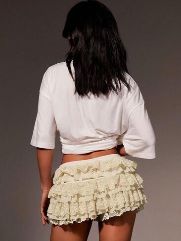 Women's Y2K Lace Ruffer Shorts Sexy Boyshorts Layered Pumpkin Skirt Cute Sweet Pettipants in Saudi Arabia