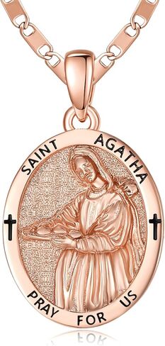 Patron Saint Medals, 14K Gold/Rose Gold Catholic Pendant Necklaces, Christian Jewelry Religious Gifts for Women with 22"+2" Mariner Chain in Kuwait