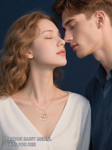 Patron Saint Medals, 14K Gold/Rose Gold Catholic Pendant Necklaces, Christian Jewelry Religious Gifts for Women with 22"+2" Mariner Chain in Kuwait