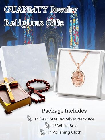 Patron Saint Medals, 14K Gold/Rose Gold Catholic Pendant Necklaces, Christian Jewelry Religious Gifts for Women with 22"+2" Mariner Chain in Kuwait