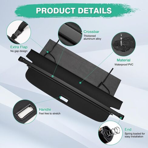Powerty Cargo Cover for 2010-2016 2017 Chevrolet Equinox & GMC Terrain Accessories Trunk Cover Retractable Trunk Shielding Shade Cargo Luggage Cover No Gap in Saudi Arabia