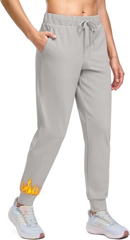 SANTINY Women's Fleece Lined Joggers Pockets Drawstring Waterproof Sweatpants Thermal Ski Running Winter Hiking Pants Women in Saudi Arabia