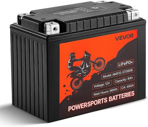 VEVOR Motorcycle Battery, 12 Volt 7Ah, LiFePO4 Lithium Pre-Charged Powersports Battery, Maintenance Free & High Performance, Compatible with ATV, Motorcycle, Jet Skis, Scooter, UTV, and More in Saudi Arabia