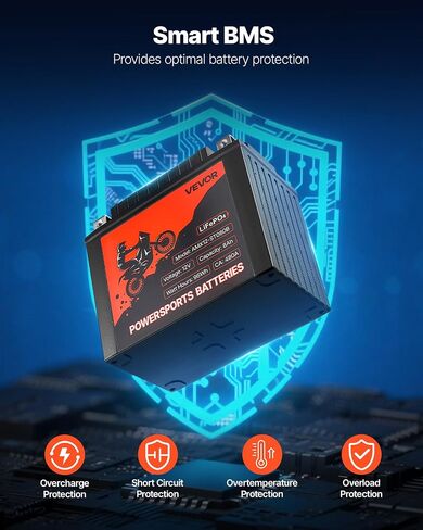 VEVOR Motorcycle Battery, 12 Volt 7Ah, LiFePO4 Lithium Pre-Charged Powersports Battery, Maintenance Free & High Performance, Compatible with ATV, Motorcycle, Jet Skis, Scooter, UTV, and More in Saudi Arabia