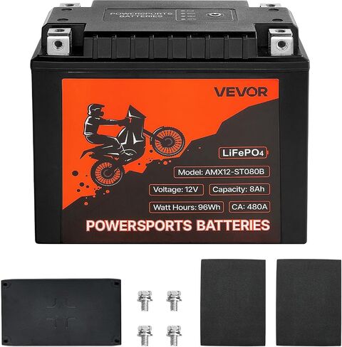 VEVOR Motorcycle Battery, 12 Volt 7Ah, LiFePO4 Lithium Pre-Charged Powersports Battery, Maintenance Free & High Performance, Compatible with ATV, Motorcycle, Jet Skis, Scooter, UTV, and More in Saudi Arabia