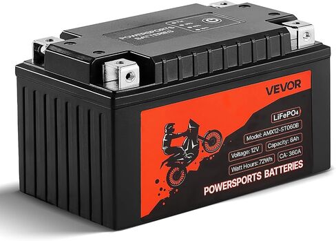 VEVOR Motorcycle Battery, 12 Volt 7Ah, LiFePO4 Lithium Pre-Charged Powersports Battery, Maintenance Free & High Performance, Compatible with ATV, Motorcycle, Jet Skis, Scooter, UTV, and More in Saudi Arabia