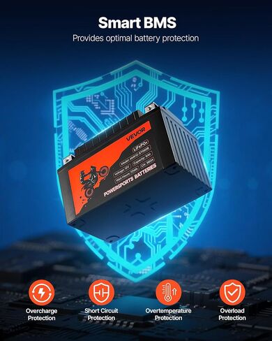 VEVOR Motorcycle Battery, 12 Volt 7Ah, LiFePO4 Lithium Pre-Charged Powersports Battery, Maintenance Free & High Performance, Compatible with ATV, Motorcycle, Jet Skis, Scooter, UTV, and More in Saudi Arabia