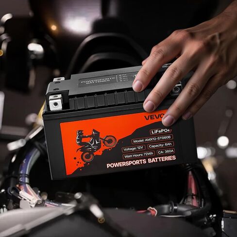 VEVOR Motorcycle Battery, 12 Volt 7Ah, LiFePO4 Lithium Pre-Charged Powersports Battery, Maintenance Free & High Performance, Compatible with ATV, Motorcycle, Jet Skis, Scooter, UTV, and More in Saudi Arabia