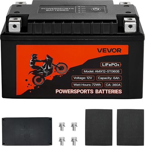 VEVOR Motorcycle Battery, 12 Volt 7Ah, LiFePO4 Lithium Pre-Charged Powersports Battery, Maintenance Free & High Performance, Compatible with ATV, Motorcycle, Jet Skis, Scooter, UTV, and More in Saudi Arabia