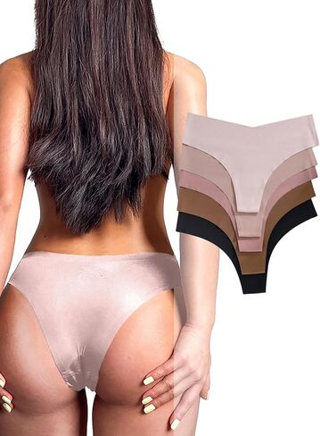 Oyoangle Women's 5 Pack Seamifless Indwear Low Rise Thong Thong No Show سراويل داخلية in Saudi Arabia