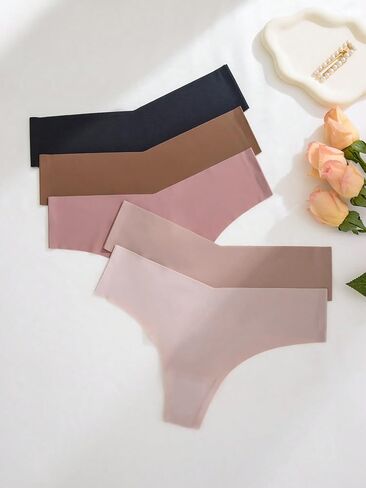 Oyoangle Women's 5 Pack Seamifless Indwear Low Rise Thong Thong No Show سراويل داخلية in Saudi Arabia