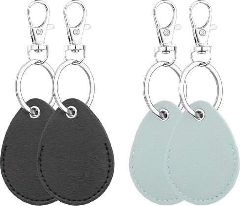 Leather Key Fob Holder, 4 Pcs PU Leather Keychain Key Holder for Keychain General Keys Fob, for Keys ID-Keys Cards (Green, Brown) in Saudi Arabia