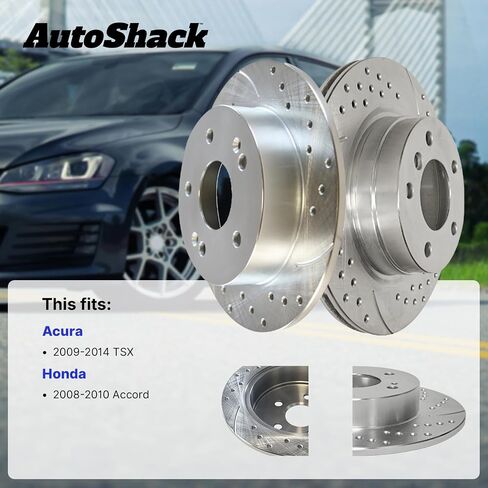 Autoshack Black Hat محفورة ودوارات فرامل متدنية في الفترة من 2006-2009 هوندا أكورد 2009-2014 Acura TSX 2.4L 3.0L 3.5L V6 FWD PR41521LR in Kuwait