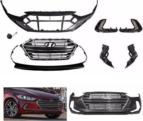 10pcs مجموعة الغلاف الأمامي المصد الأمامية تناسب 2021 2022 2023 Hyundai Elantra preped مع الشبكة العلوية والشفة السفلى in Saudi Arabia