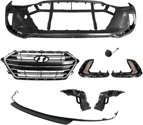 10pcs مجموعة الغلاف الأمامي المصد الأمامية تناسب 2021 2022 2023 Hyundai Elantra preped مع الشبكة العلوية والشفة السفلى in Saudi Arabia