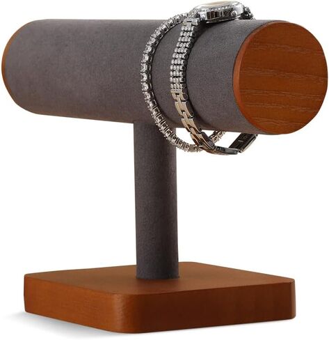 T-Bar Bracelet Display Stand, Wooden Base Jewelry Holder, Space Saving Design for Personal Use and Vendors (Old Lace) in Saudi Arabia