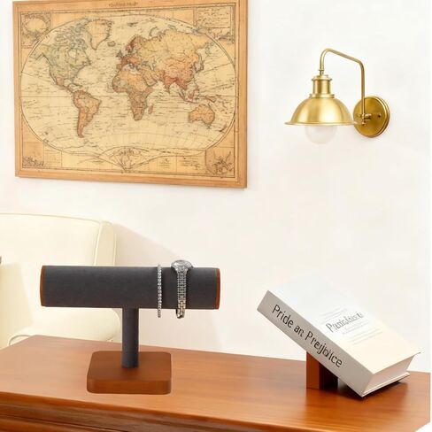 T-Bar Bracelet Display Stand, Wooden Base Jewelry Holder, Space Saving Design for Personal Use and Vendors (Old Lace) in Saudi Arabia