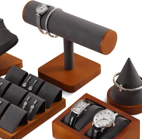 T-Bar Bracelet Display Stand, Wooden Base Jewelry Holder, Space Saving Design for Personal Use and Vendors (Old Lace) in Saudi Arabia