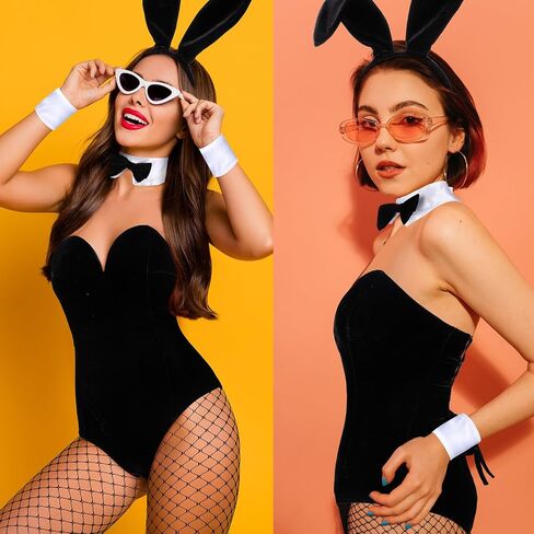 Anime Women Velvet Bunny Costume Bunny Halloween Outfit Girl Suit Stockings Rabbit Ear Headband Bow Tie Cosplay in Saudi Arabia